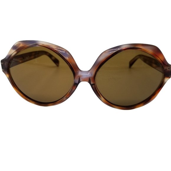 Italian Brown Tortoise Blonde Speckled Shell Octagon Sunglasses Plastic Round - Picture 1 of 15